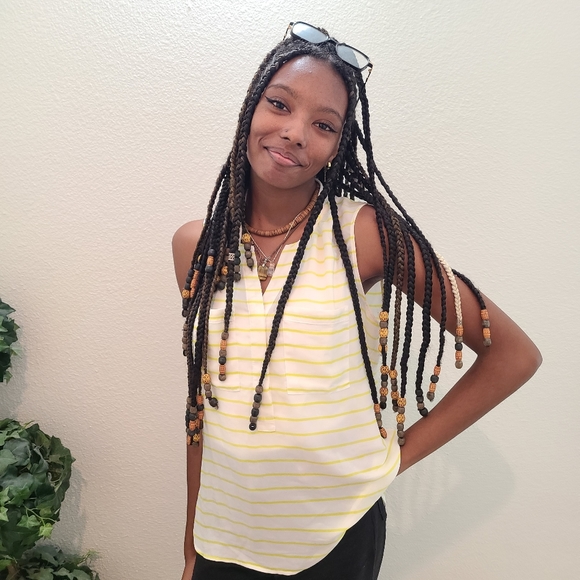 ANN TAYLOR Stripped Tank Top With Pockets - Picture 4 of 13